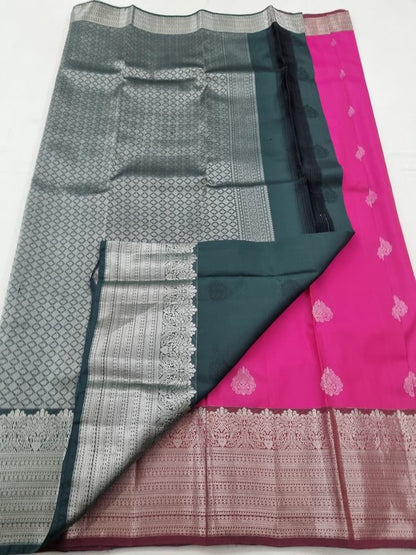 Greyish Silver Kanchipuram Pure Silk Sarees – Kanchipuram Lakshaya Silks