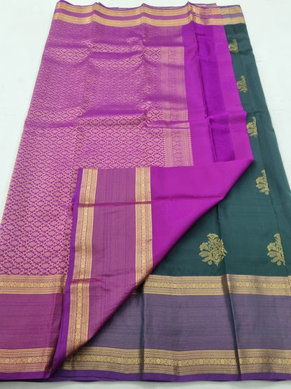 Rani Pink And Rani Pink Kanchipuram Pure Silk Saree With Handloom 006 – Kanchipuram Lakshaya Silks