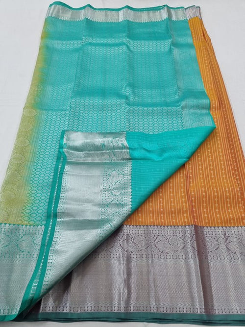 Aqua Green Kanchipuram Pure Silk Sarees – Kanchipuram Lakshaya Silks
