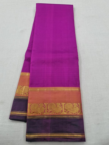 Royal Purple And Royal Purple Kanchipuram Pure Silk Saree With Pure Kanchipuram Silk, Temple – Kanchipuram Lakshaya Silks