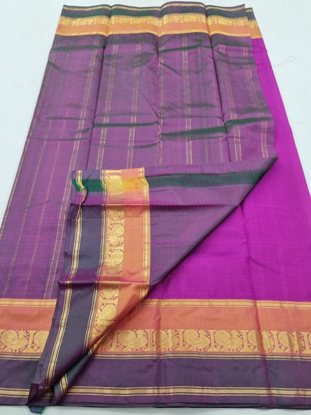 Royal Purple And Royal Purple Kanchipuram Pure Silk Saree With Pure Kanchipuram Silk, Temple