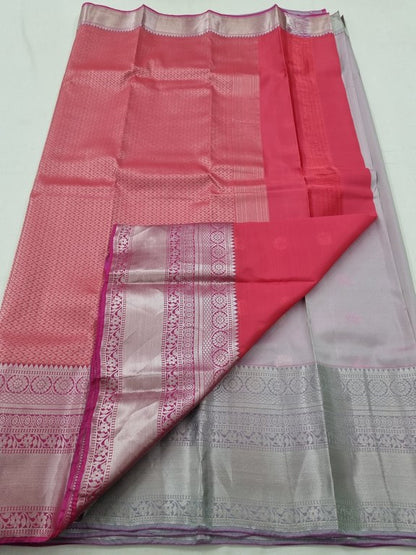Coral Rose Pink Kanchipuram Pure Silk Sarees – Kanchipuram Lakshaya Silks