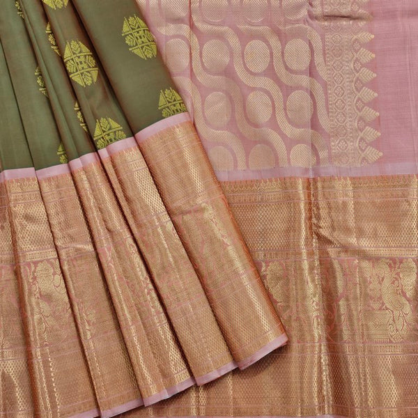 Olive Green Kanchipuram Pure Silk Sarees