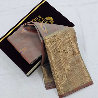 Steel Grey Blue Kanchipuram Pure Silk Saree – Kanchipuram Lakshaya Silks