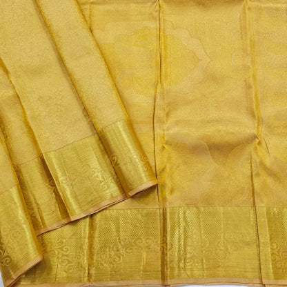 Gold And Yellow Kanchipuram Pure Silk Saree With Contrast Pallu – Kanchipuram Lakshaya Silks