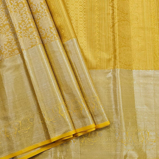Kanchipuram Pure Elegant Golden color Tissue Silk Saree 010