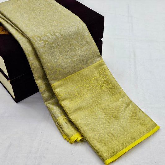 Kanchipuram Pure Elegant Pastel color Tissue Silk Saree 008