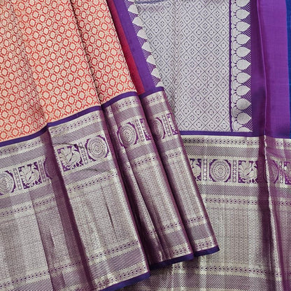 Purple And Blue Kanchipuram Pure Silk Saree With Traditional Motif – Kanchipuram Lakshaya Silks