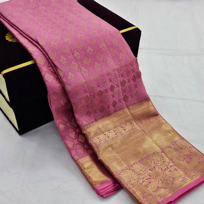 Elegant Rose Pink Kanchipuram Pure Silk Sarees – Kanchipuram Lakshaya Silks