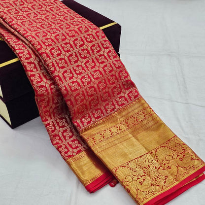Classic Traditional Red Kanchipuram Pure Silk Sarees – Kanchipuram Lakshaya Silks