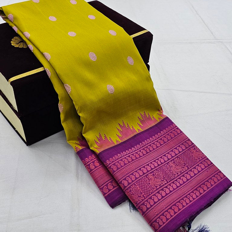 Kanchipuram Pure Handloom Traditional Korvai Fancy Silk Saree 010