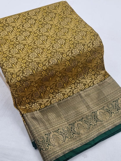 Gold And Brown Kanchipuram Pure Silk Sarees – Kanchipuram Lakshaya Silks