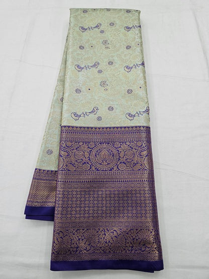 Kanchipuram Blended Tissue Silk Sarees 027 - Blue And Purple Pure Silk Sarees – Kanchipuram Lakshaya Silks