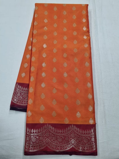 Orange And Gold Kanchipuram Pure Silk Saree 439 – Kanchipuram Lakshaya Silks