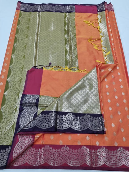 Orange And Gold Kanchipuram Pure Silk Saree 439 – Kanchipuram Lakshaya Silks