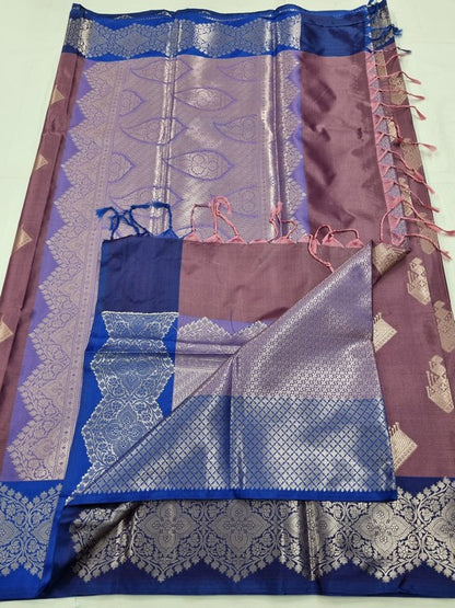 Navy Blue And Purple Kanchipuram Pure Silk Sarees – Kanchipuram Lakshaya Silks