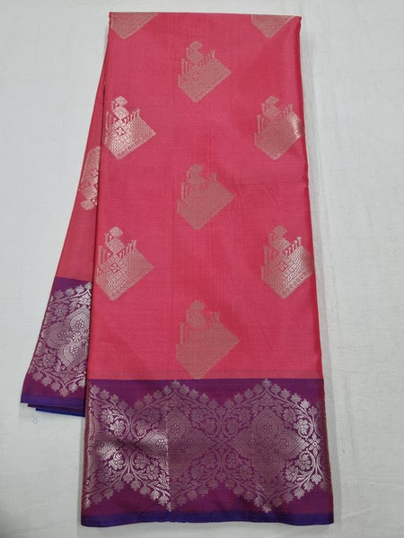 Red And Gold Kanchipuram Pure Silk Saree With Leaf Motif