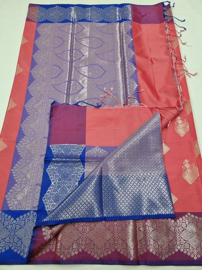 Red And Gold Kanchipuram Pure Silk Saree With Leaf Motif – Kanchipuram Lakshaya Silks