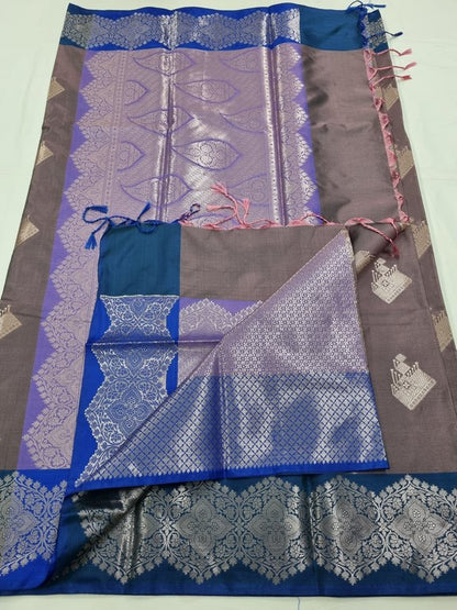 Kanchipuram Pure Silk Sarees Purple And Blue – Kanchipuram Lakshaya Silks