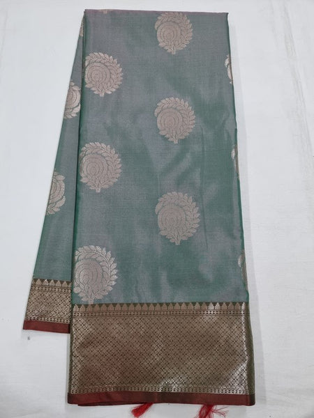 Pure Silk Kanchipuram Blended Trendy Fancy Saree With White Border