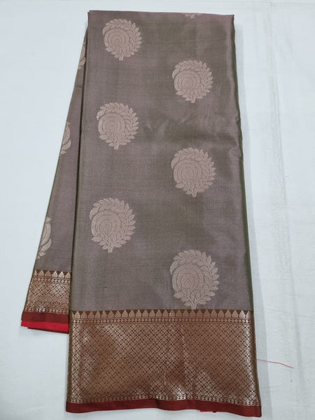 Grey And Pink Kanchipuram Pure Silk Sarees