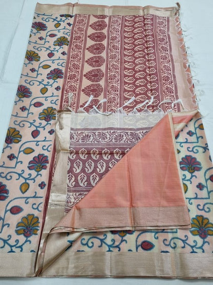 Blue And Pink Kanchipuram Pure Silk Saree With Floral Pattern – Kanchipuram Lakshaya Silks