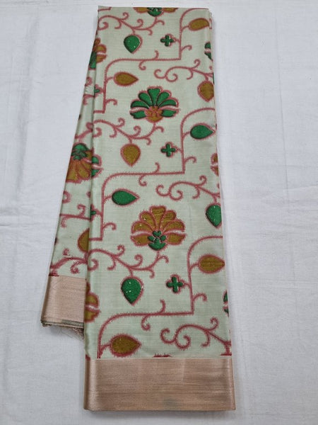 Green And Brown Kanchipuram Pure Silk Saree With Floral Buta
