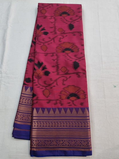 Red And Purple Kanchipuram Pure Silk Saree With Paisley Motif – Kanchipuram Lakshaya Silks