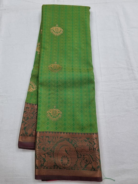 Kanchipuram Blended Trendy Fancy Yellow and Green Silk Sarees