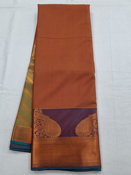 Red And Maroon Kanchipuram Pure Silk Saree With Traditional Motif