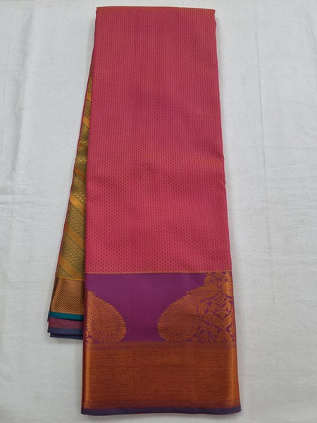 Pink And Gold Kanchipuram Pure Silk Saree