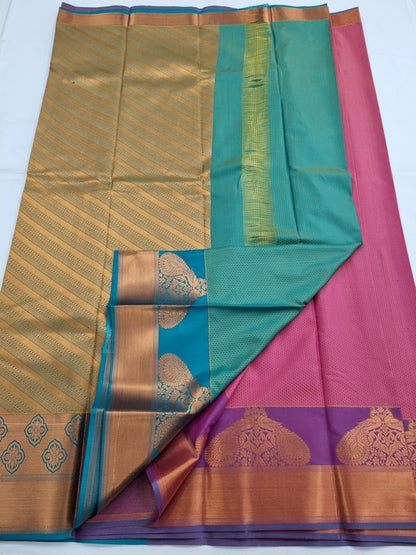 Pink And Gold Kanchipuram Pure Silk Saree – Kanchipuram Lakshaya Silks