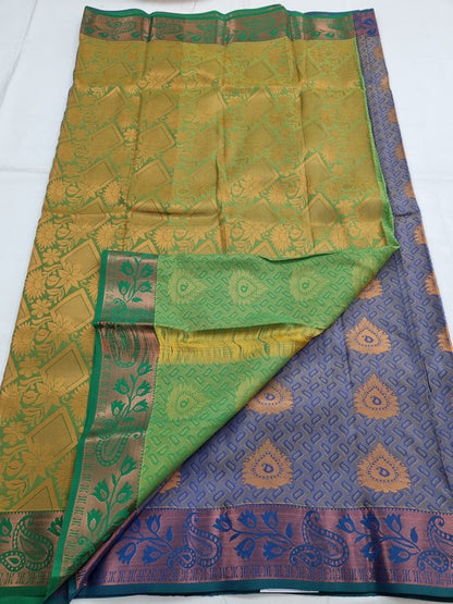 Dark Blue And Light Blue Kanchipuram Pure Silk Sarees – Kanchipuram Lakshaya Silks