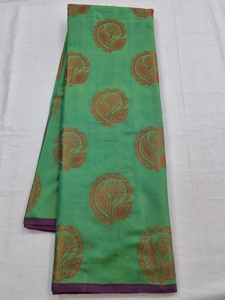 Olive Green And Purple Kanchipuram Pure Silk Saree