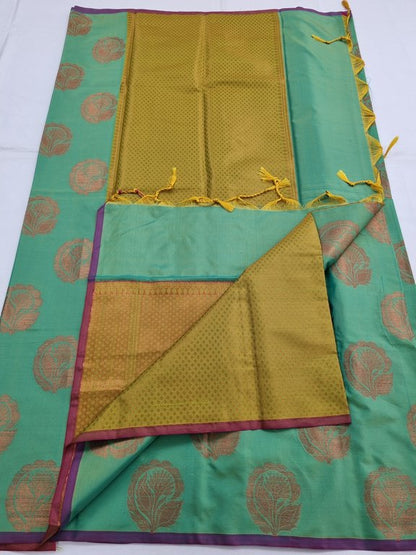 Olive Green And Purple Kanchipuram Pure Silk Saree – Kanchipuram Lakshaya Silks
