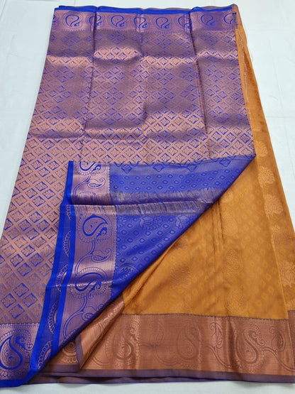 Maroon And Teal Kanchipuram Pure Silk Saree With Floral Pattern On Border – Kanchipuram Lakshaya Silks