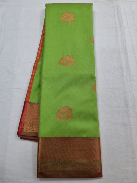 Green And Green Kanchipuram Pure Silk Saree With Zari Border