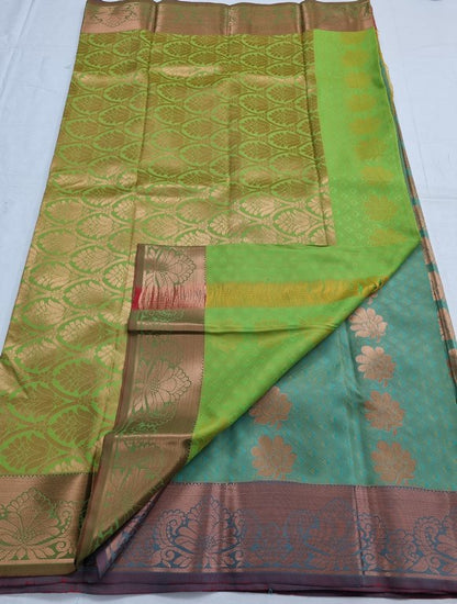Light Green And Gold Kanchipuram Pure Silk Sarees – Kanchipuram Lakshaya Silks
