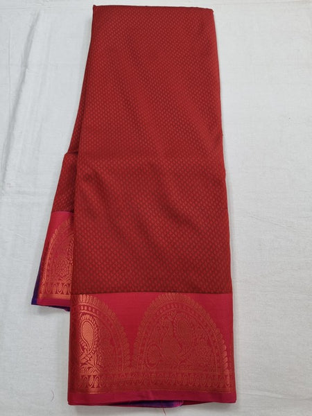 Red And Maroon Kanchipuram Pure Silk Saree With Temple Border 160