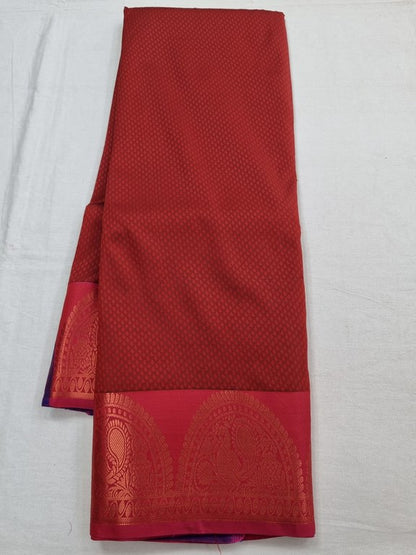 Red And Maroon Kanchipuram Pure Silk Saree With Temple Border 160 – Kanchipuram Lakshaya Silks