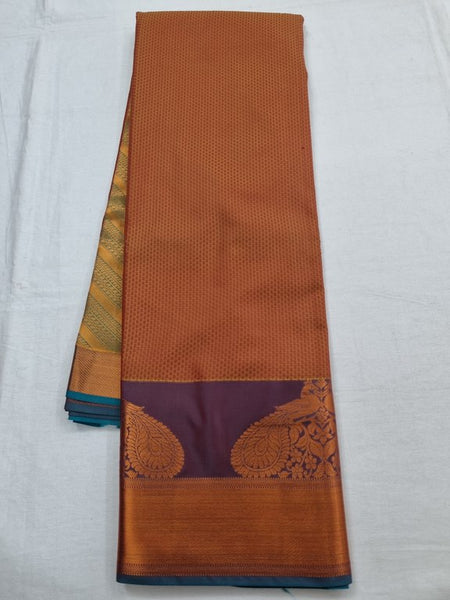Brown And Purple Kanchipuram Pure Silk Sarees