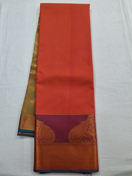 Red And Maroon Kanchipuram Pure Silk Saree With Floral Buta