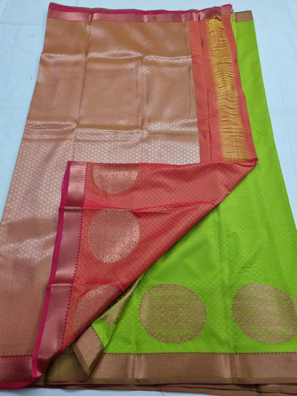 Kanchipuram Blended Trendy Fancy Yellow And Green Silk Saree 173 – Kanchipuram Lakshaya Silks