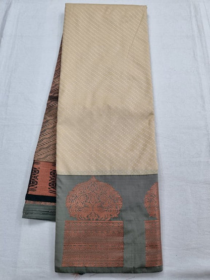Cream And Maroon Kanchipuram Pure Silk Sarees – Kanchipuram Lakshaya Silks