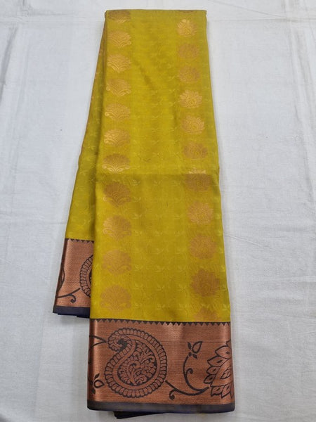 Kanchipuram Pure Silk Saree Yellow And Black