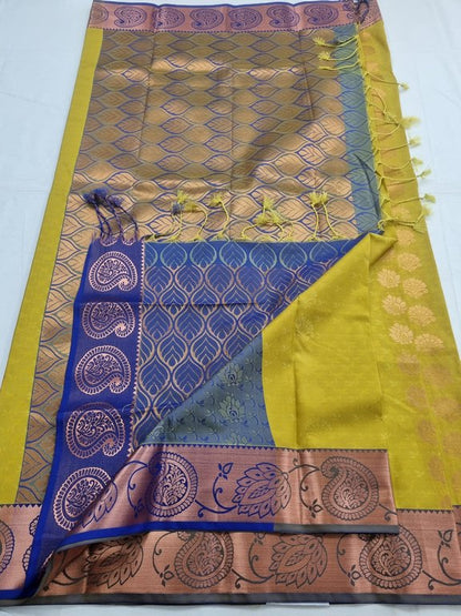 Kanchipuram Pure Silk Saree Yellow And Black – Kanchipuram Lakshaya Silks