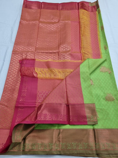 Lime Green And Yellow Kanchipuram Pure Silk Sarees – Kanchipuram Lakshaya Silks
