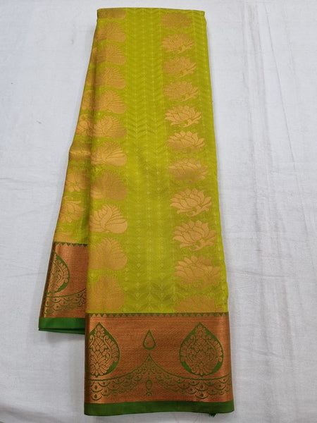 Yellow And Light Green Kanchipuram Pure Silk Sarees