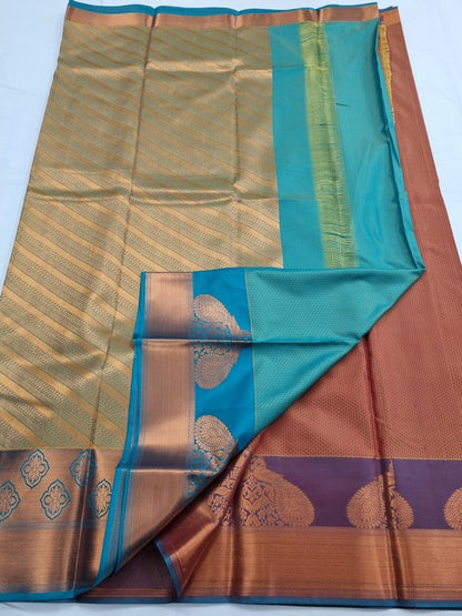 Maroon And Gold Kanchipuram Pure Silk Saree With Embroidered Paisley Motif – Kanchipuram Lakshaya Silks