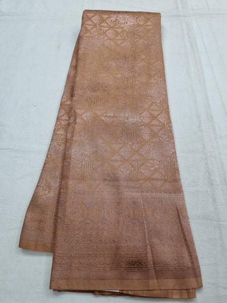 Gold And Brown Kanchipuram Pure Silk Saree With Woven